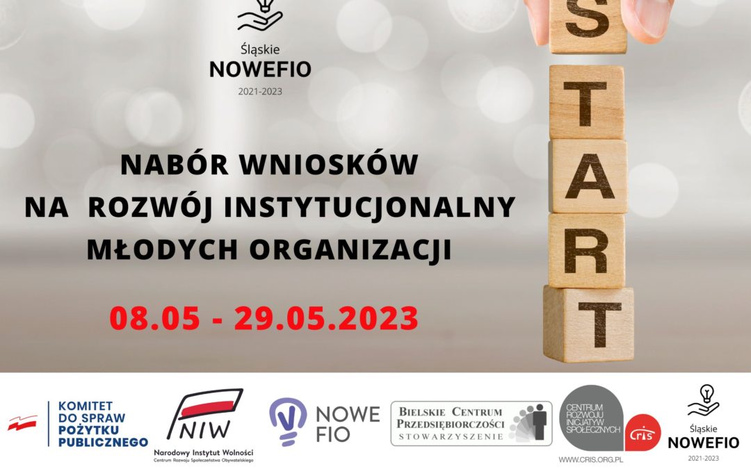 Śląskie NOWEFIO 2021-2023.  Nabór wniosków w konkursie na rozwój instytucjonalny młodych organizacji pozarządowych.